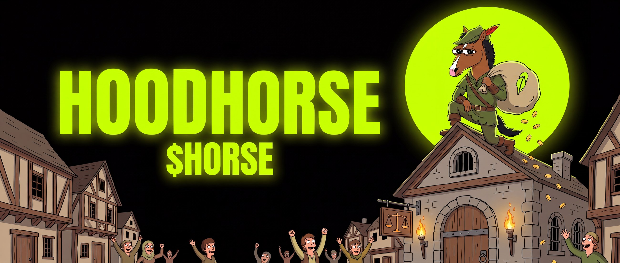 HOODHORSE $HORSE — the hooded horse on the bank rooftop